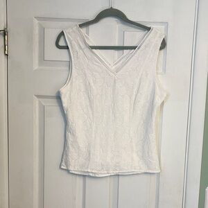 White House Black Market White Lace Tank Top